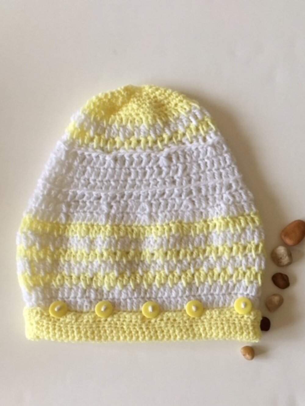 Crochet Soft Baby Beanie Hat, Lightweight Beanie For Toddler With Button Design